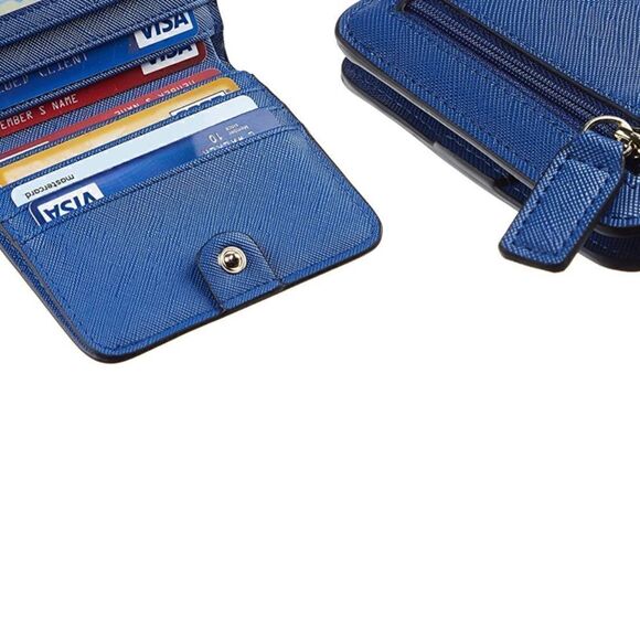 Bright Blue Leather Compact Wallet - Picture 5 of 6